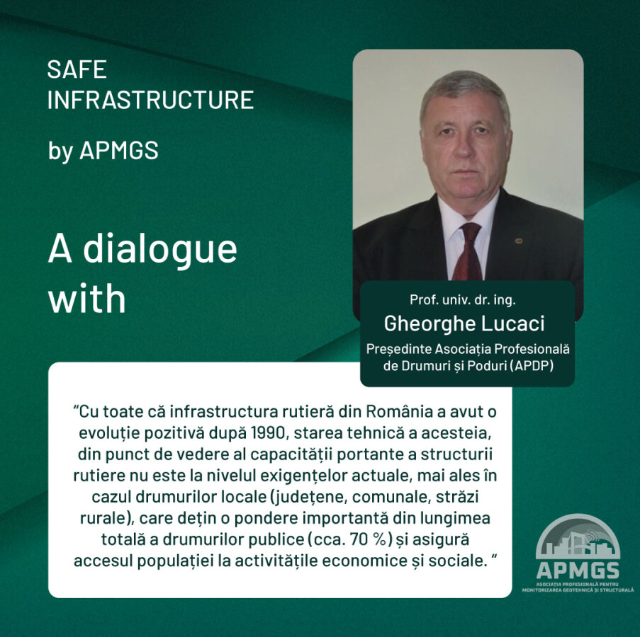 #SafeInfrastructure: Prof. univ. dr. ing. Gheorghe Lucaci, Președinte Asociația Profesională de Drumuri și Poduri  (APDP)